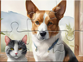 Παιχνίδι Jigsaw Puzzle: Oil Painting Dog And Cat