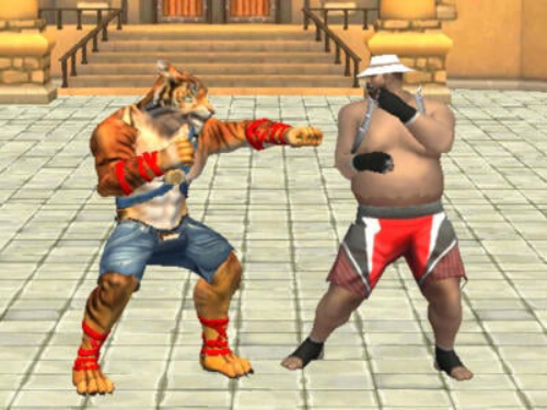 Bodybuilder Karate Fighting.